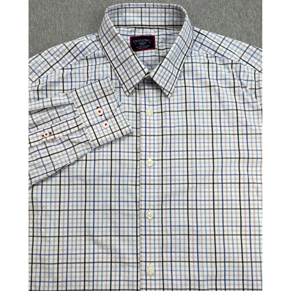 Untuckit Shirt Mens Medium Plaid Performance Stretch Slim Fit Button Down